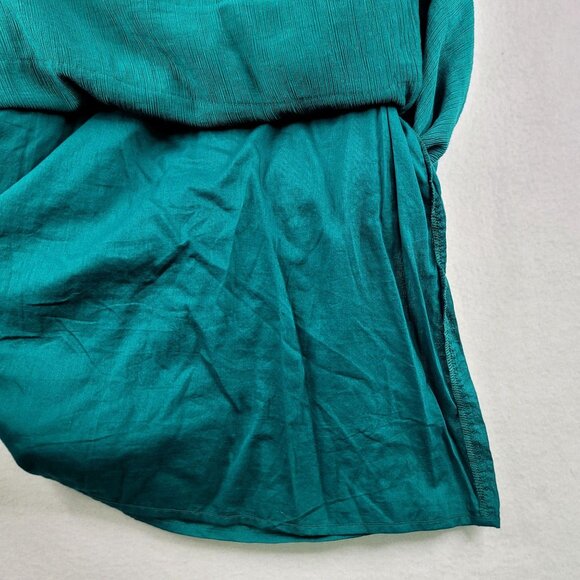 Crown & Ivy Womens Lined Green Tiered Ruffle Flutter Sleeve Top Large - Picture 7 of 9